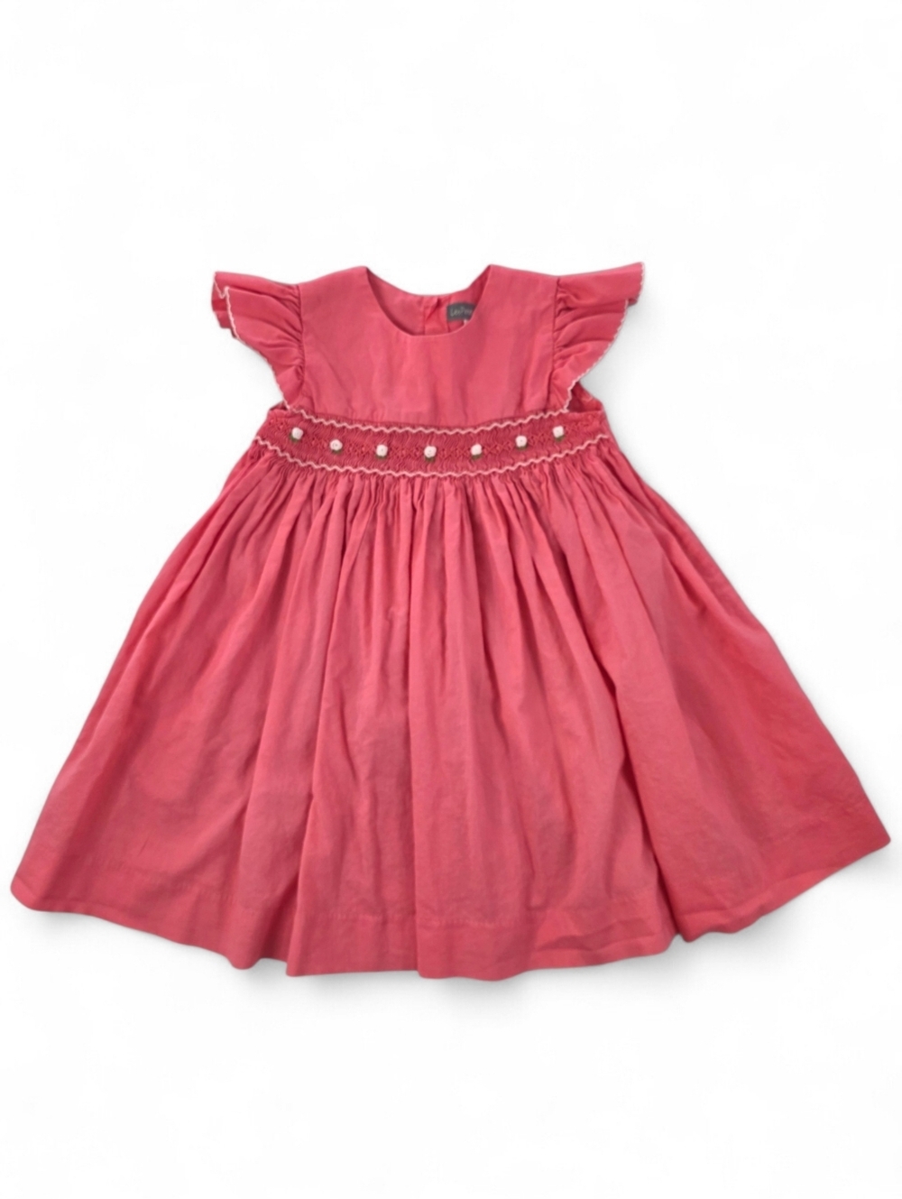 Les Petits Soleils Smocked Dress Girl 3T Pink Floral Cotton Cottagecore Boutique